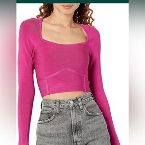 NWT Guess Women's Long Sleeve Crop Zaylee Mirage Top